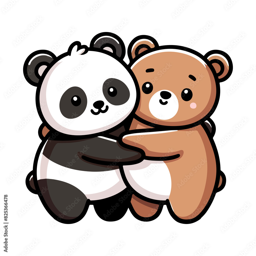 cute panda and bear hugging icon character cartoon cute panda and bear hugging icon character cartoon