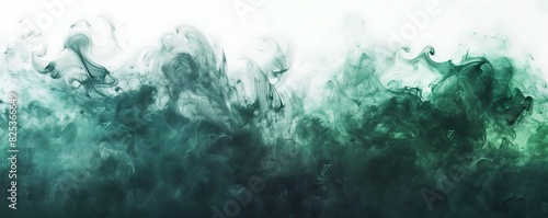 green smoke cloud on white background  jpg file for photoshop  dark green and turquoise colors  fantasy style  fantasy world theme  watercolor style  detailed