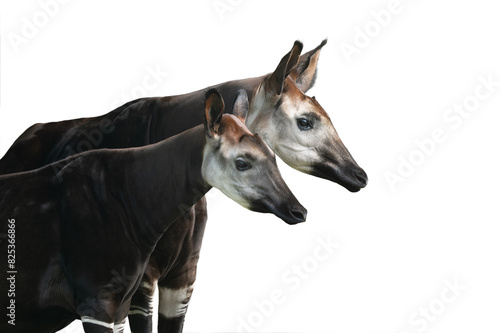 portrait okapi isolated on white background