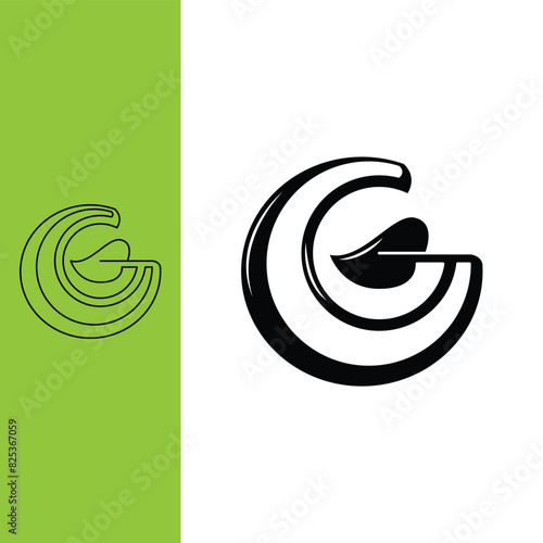 leaf lettermark logo, fresh leaf letter G. Line art style and silhouette stylish.