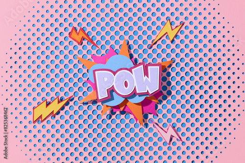 Text POW speech bubble in white color for your design
