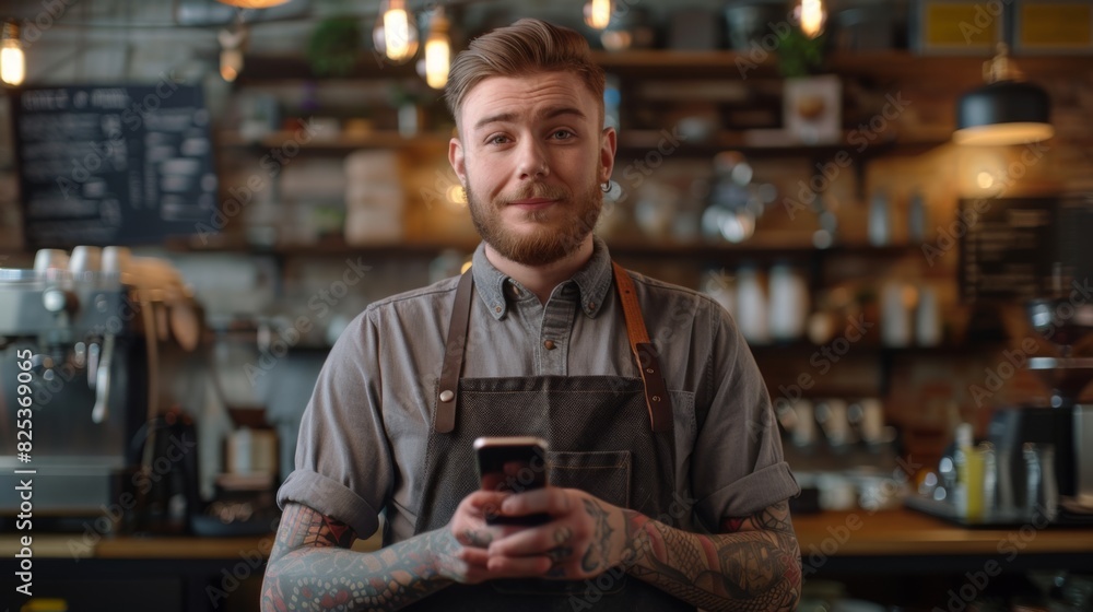 The tattooed barista at café The tattooed barista at café