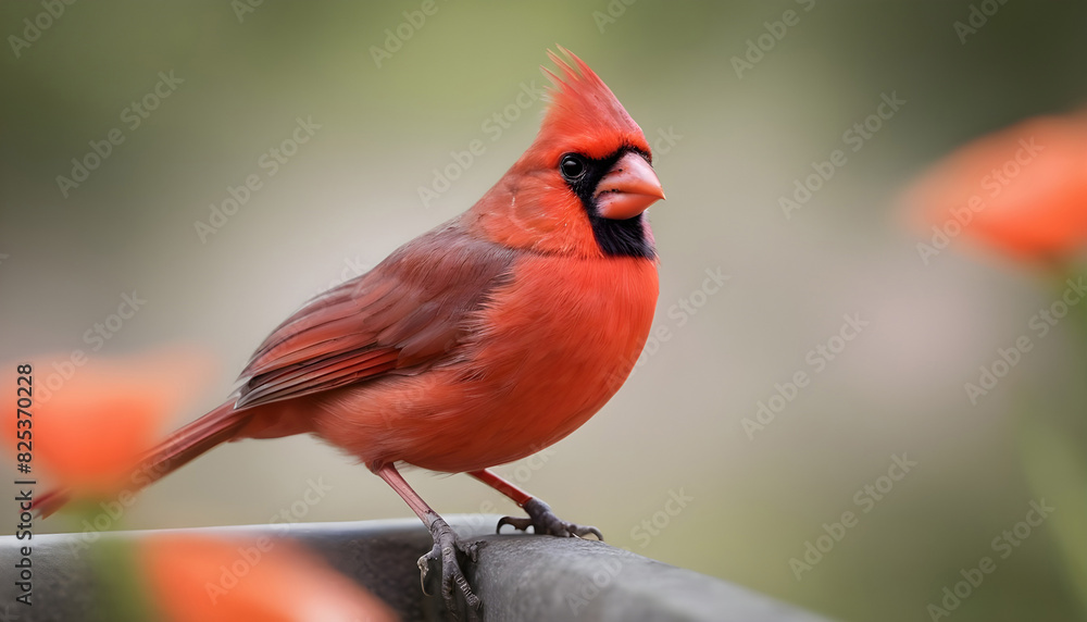 Close-up Northern Cardinal perching on branch,Bird Photography Close-up Northern Cardinal perching on branch,Bird Photography