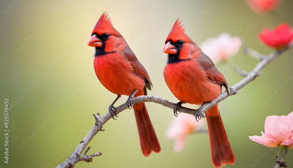 Close-up Northern Cardinal perching on branch,Bird Photography Close-up Northern Cardinal perching on branch,Bird Photography