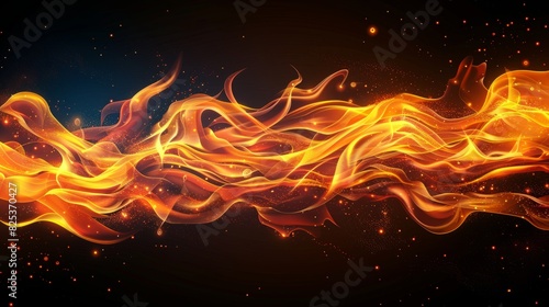 Abstract Fire Flames on Black Background. © 9DIGITECH