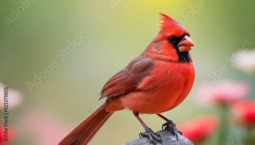 Close-up Northern Cardinal perching on branch,Bird Photography