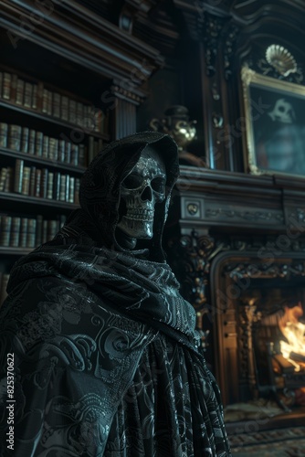 Grim Reaper in Dark Gothic Library 