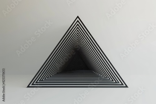 Abstract black and white geometric triangle art with a hypnotic tunnel effect on a light background. © Sodapeaw