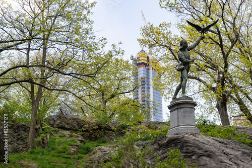 Canvas Print George Blackall Simonds' iron cast sculpture called The Falconer is permanently situated on West 72nd Street inside Central Park