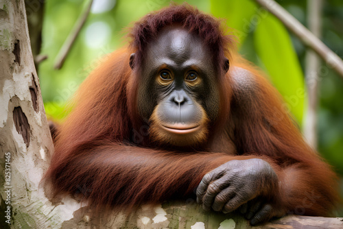 A rare species of Kalimantan orangutan. photo