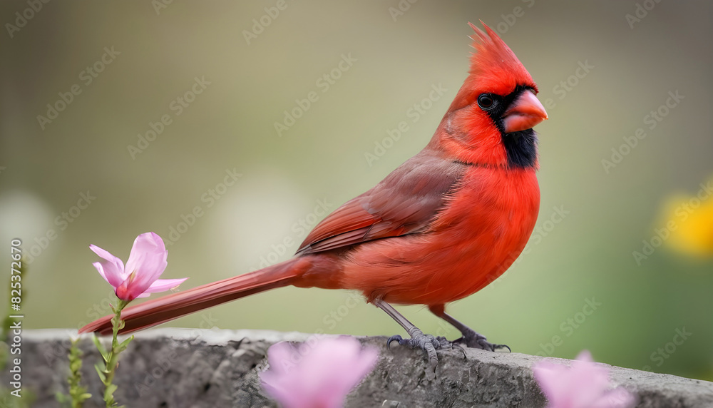 Close-up Northern Cardinal perching on branch,Bird Photography Close-up Northern Cardinal perching on branch,Bird Photography