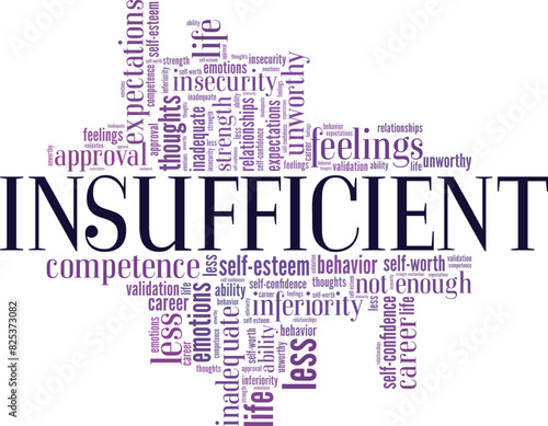Insufficient word cloud conceptual design isolated on white background.