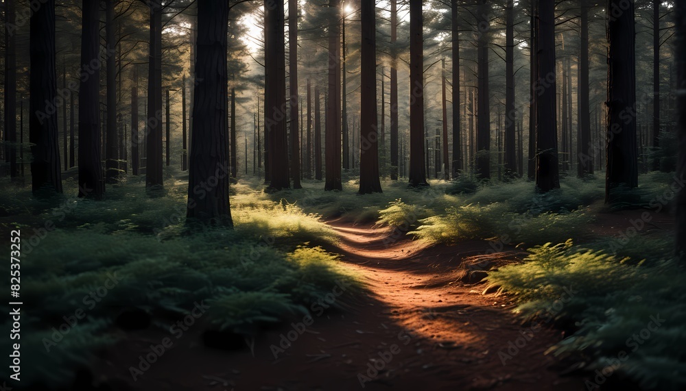 Morning in a pine forest