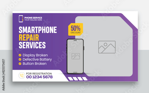 Smartphone Repair Service youtube thumbnail | Cell phone service web banner template design | Mobile Repair Experts web banner template design