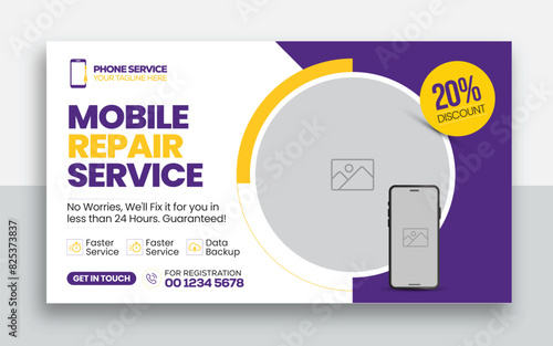 Smartphone Repair Service youtube thumbnail | Cell phone service web banner template design | Mobile Repair Experts web banner template design