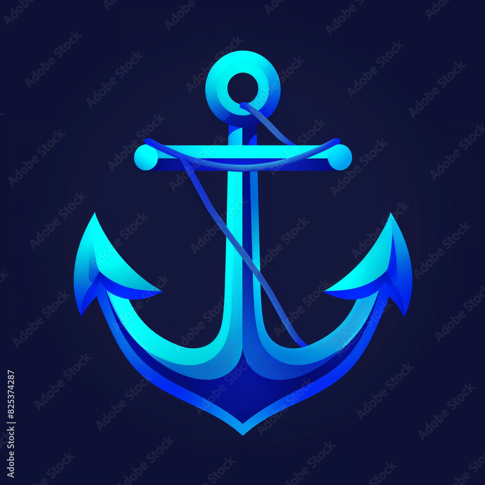 Anchor Icon in Navy Blue Gradient Minimalist Neumorphism Style Anchor Icon in Navy Blue Gradient Minimalist Neumorphism Style