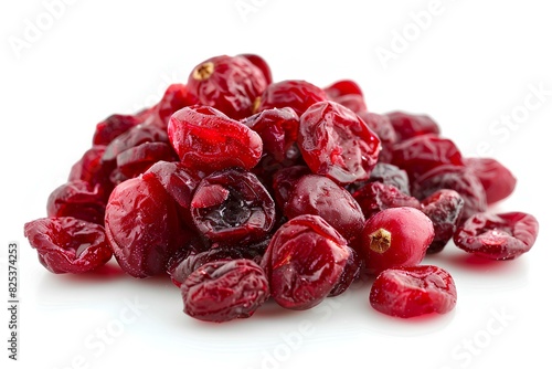 A pile of dried cranberries on a white surface