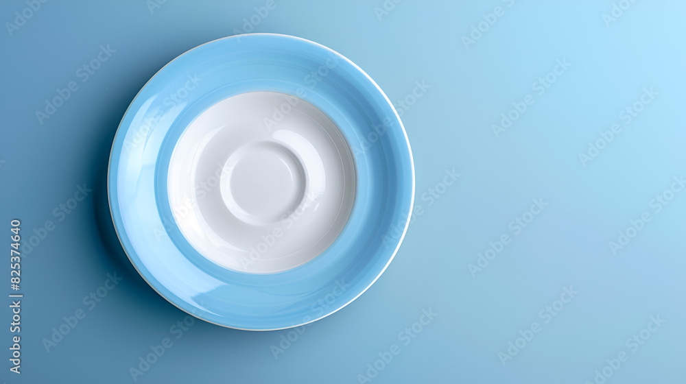 Blue and White Donburi Bowl on Matching Background Blue and White Donburi Bowl on Matching Background