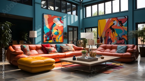 Colorful and vibrant interiors, a vibrant interior bursting with color and creativity