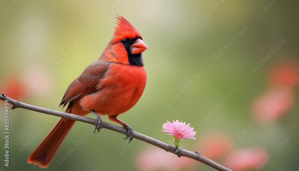 Close-up Northern Cardinal perching on branch,Bird Photography Close-up Northern Cardinal perching on branch,Bird Photography