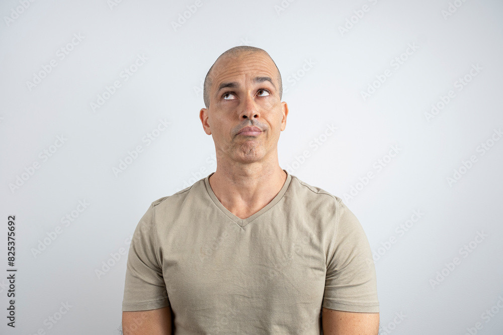 Caucasian, Brazilian man, 48 years old, in the studio showing emotions_disappointment_1. Caucasian, Brazilian man, 48 years old, in the studio showing emotions_disappointment_1.