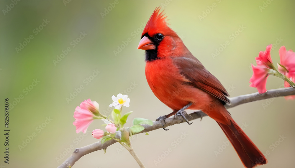 Close-up Northern Cardinal perching on branch,Bird Photography Close-up Northern Cardinal perching on branch,Bird Photography
