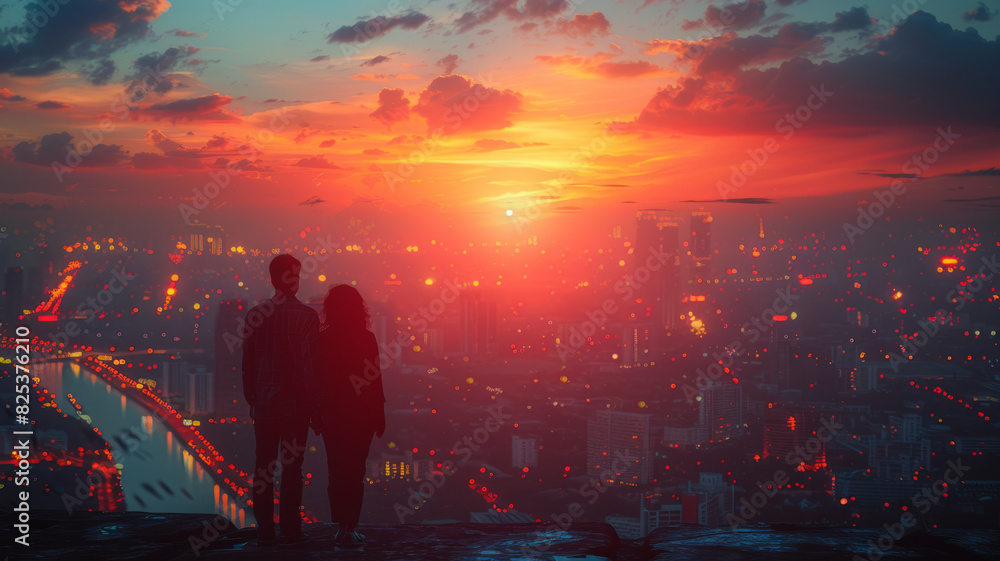 A couple travel in thailand bangkok city background,generative ai A couple travel in thailand bangkok city background,generative ai