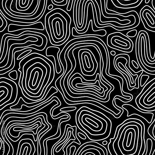 Abstract seamless pattern with topographic texture - hand drawn vector illustration.