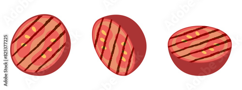 Grilled tomatoes - hand drawn vector illustration.