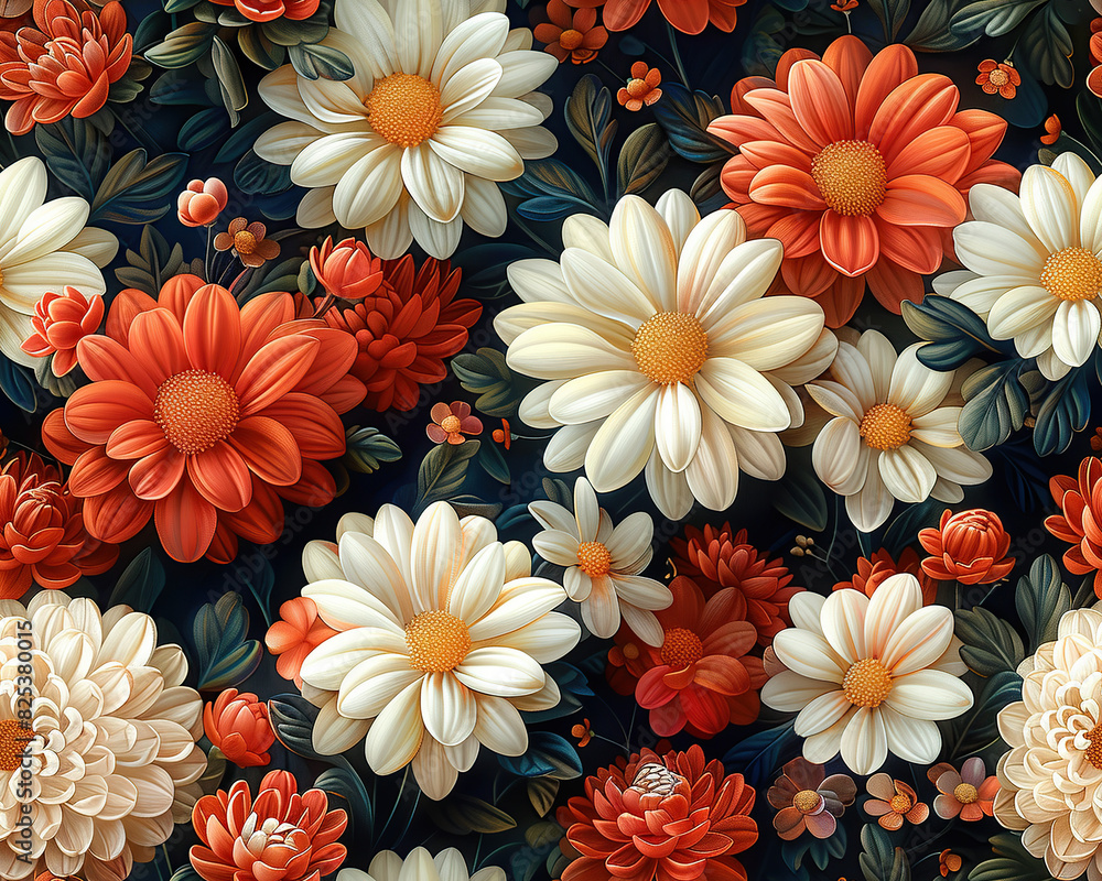 Chrysanthemum Flower Floral Seamless Patterns for Wallpaper, Fabric Prints, Home Décor, and Digital Backgrounds Chrysanthemum Flower Floral Seamless Patterns for Wallpaper, Fabric Prints, Home Décor, and Digital Backgrounds