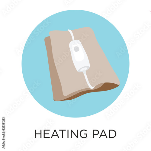Heating pad vector icon, flat style illustration, circle design, black type, infographic