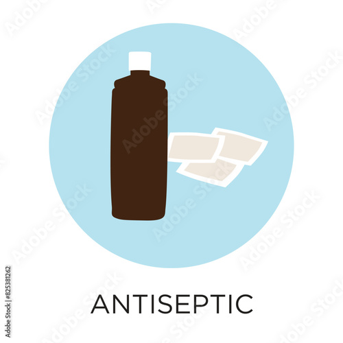 Rubbing alcohol antiseptic vector icon, flat style illustration