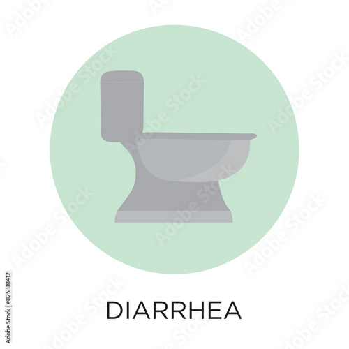 Diarrhea concept with toilet bowl vector icon, flat style illustration