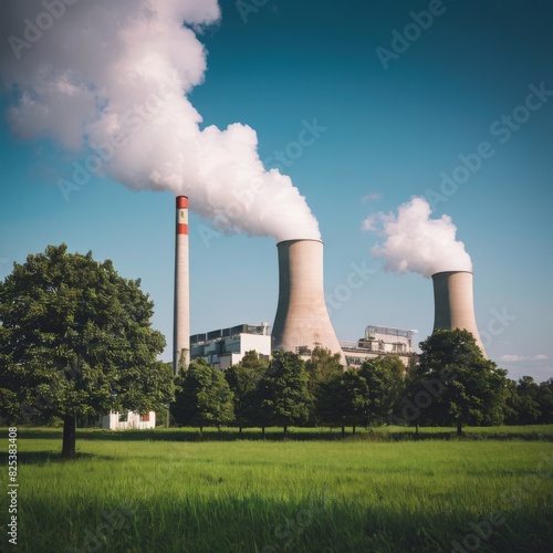 nuclear power plant with smoke