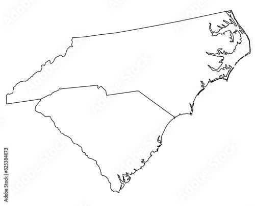 Map of the U.S. state of South Carolina, North Carolina