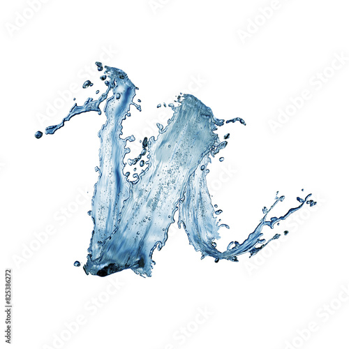 blue water splash isolated on white background