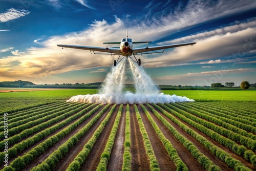 Plane Spraying Water on Field. Generative AI