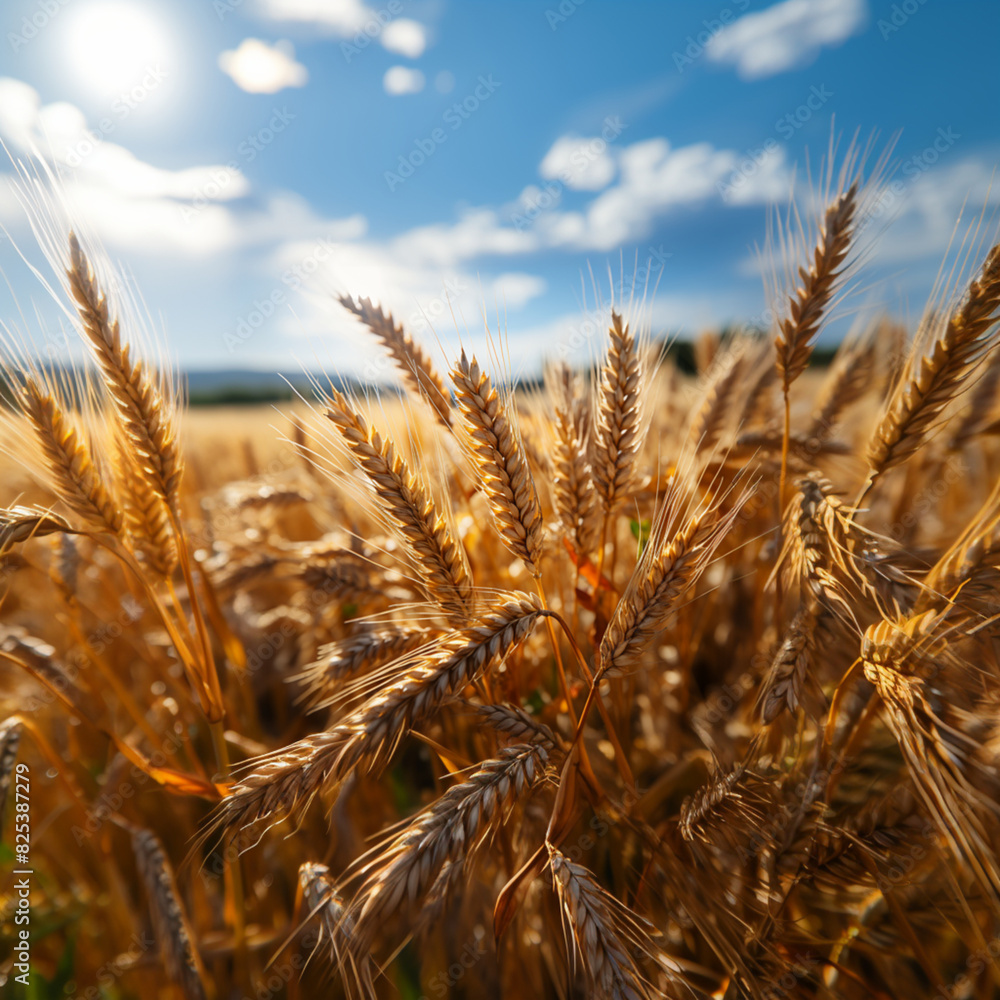 Sun-kissed wheat: radiant fields in golden light. Sun-kissed wheat: radiant fields in golden light.