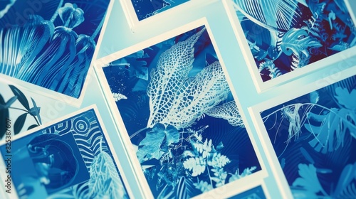 Assorted Blue-Toned Nature Photocards Display photo