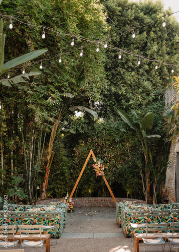 Ceremony Arch in Courtyard photo