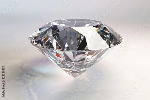 sparkling diamond with dazzling facets isolated on white background 3d render