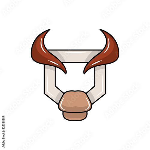 bull head logo with a shield head shape. logo modern sign template. solid color style.