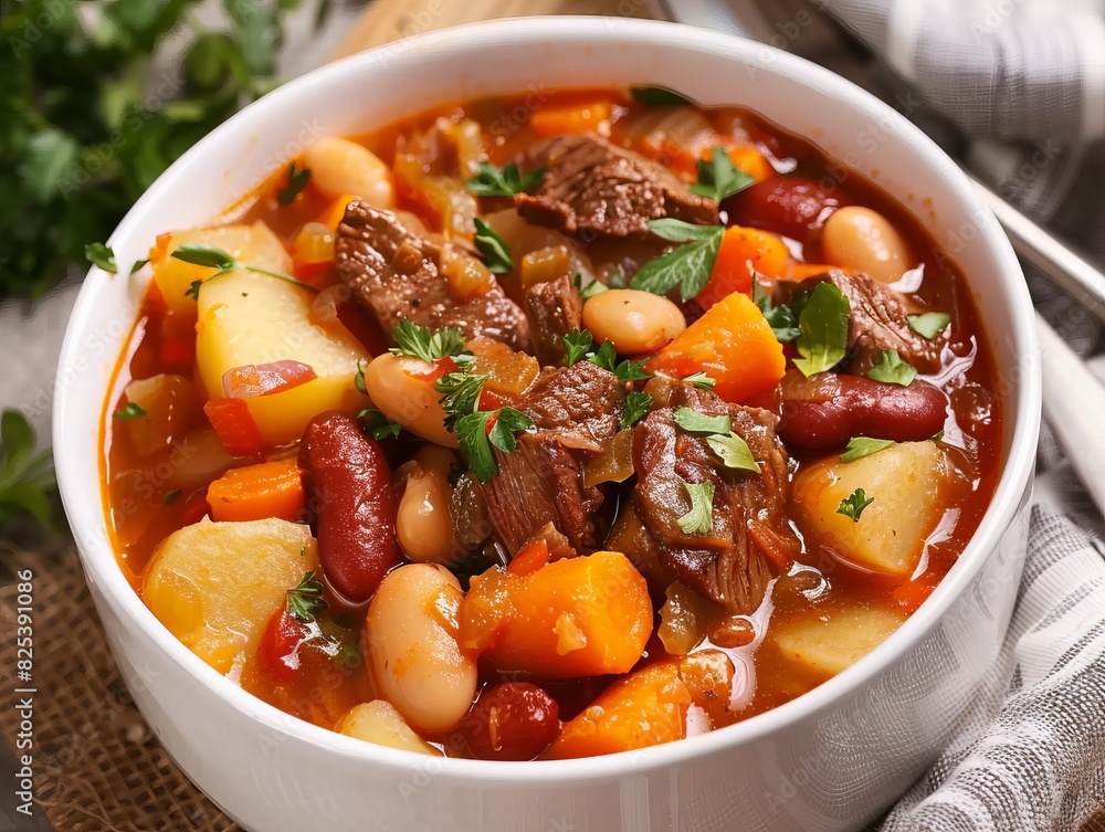 Savory Stew Delight: A Delicious Composition of Beef, Beans, Potatoes, and Carrots Savory Stew Delight: A Delicious Composition of Beef, Beans, Potatoes, and Carrots