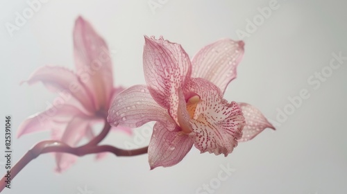Exquisite orchid blossom against a white backdrop Tropical flora