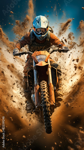 Motocross racing, Dirt track action, High-speed jumps, Dusty adrenaline, Motorbike close-ups, Extreme racing