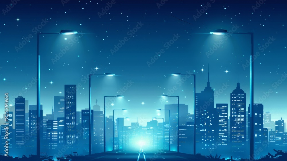 Futuristic Cityscape with Glowing Portal and Starry Sky