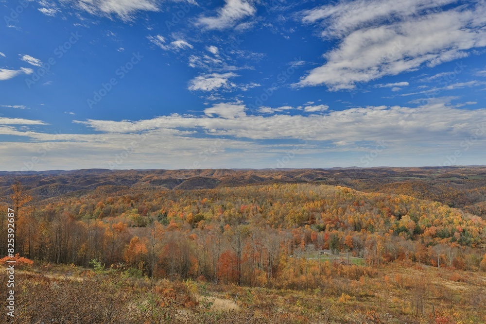 Beautiful overview of West Virginia Mountains in Fall from an Overlook along Highway 219 in Tucker C