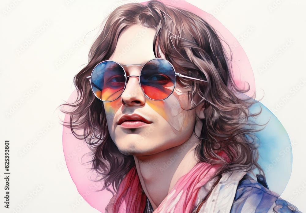 The head of a handsome man in a suit and sunglasses. Fashionable image of a male model with a stylish hairstyle in a watercolor style. Avatar for social networks. Illustration for cover, etc. The head of a handsome man in a suit and sunglasses. Fashionable image of a male model with a stylish hairstyle in a watercolor style. Avatar for social networks. Illustration for cover, etc.