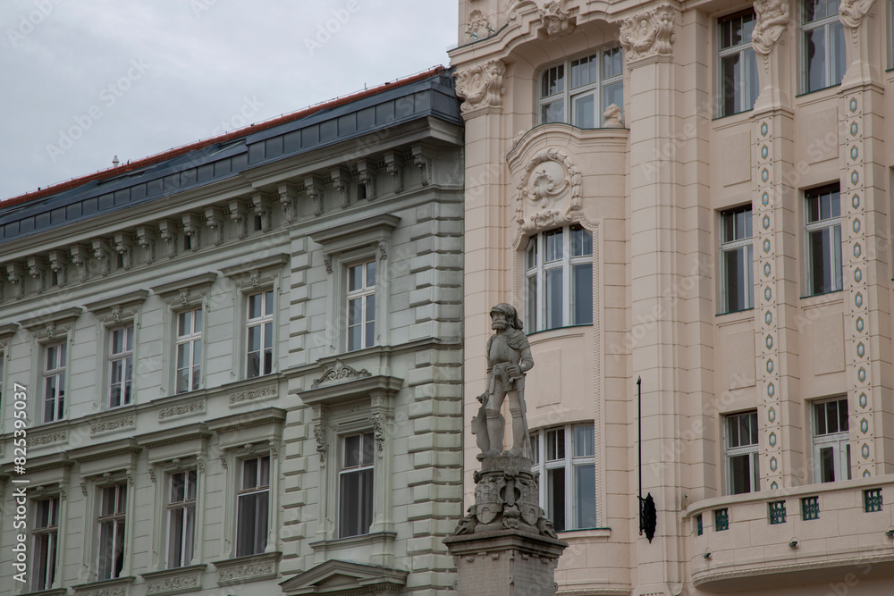 Scenic view of a statue against buildings in Bratislava, Slovakia