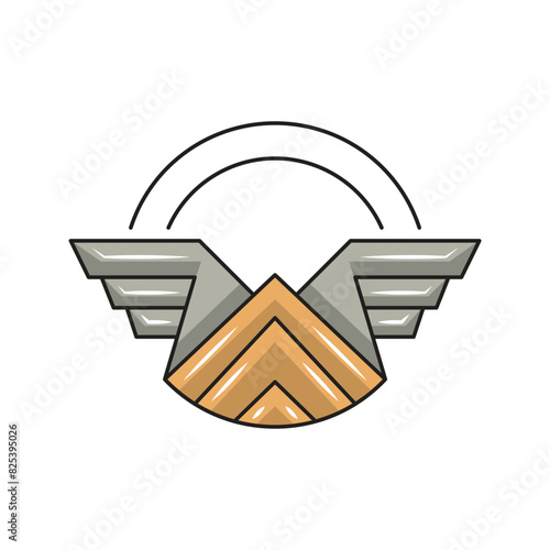 winged mountain logo, with wings forming the letter W. logo modern sign template. solid color style.